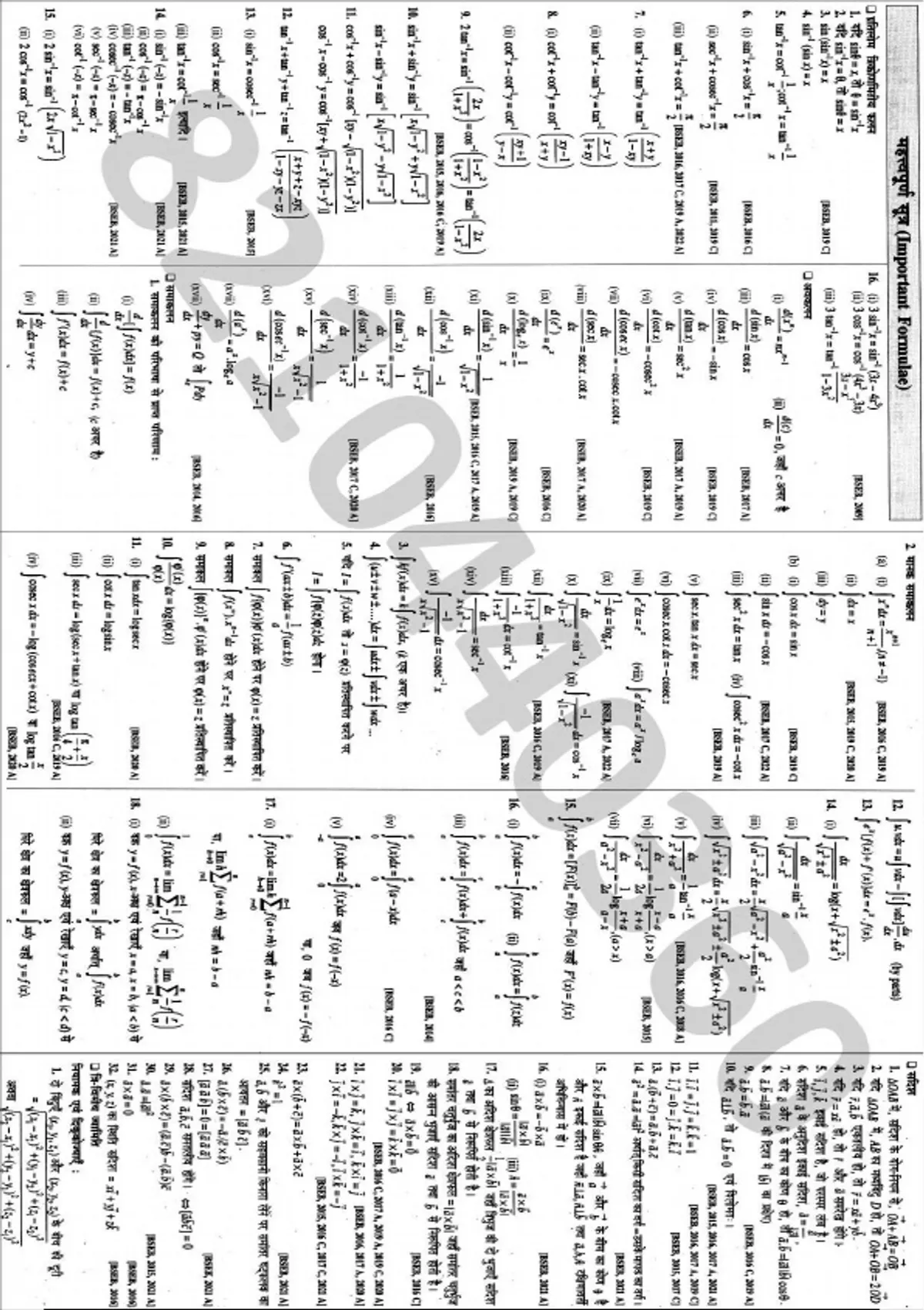 Important mathematics formulas for class 12th for quick revision ...