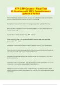 ATP CTP Course - Final Test 85 Questions with 100&percnt; Correct Answers Updated & Verified
