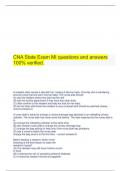   CNA State Exam MI questions and answers 100% verified.
