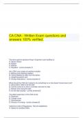   CA CNA - Written Exam questions and answers 100% verified.