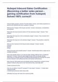 Hubspot Inbound Sales Certification &lpar;Becoming a better sales person - gaining certification from hubspot&rpar; Solved 100&percnt; correct&excl;&excl;