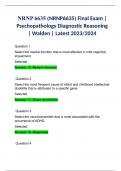 NRNP 6635 (NRNP6635) Final Exam | Psychopathology Diagnostic Reasoning | Walden | Latest 2023/2024