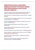 CNA FINAL EXAM LATEST 2023-2024 CNA  EXAM UPDATE 2023-2024 QUESTIONS AND  CORRECT ANSWERS RATED A&plus;