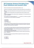 AP Computer Science Principles Final Exam Questions and Answers 2023