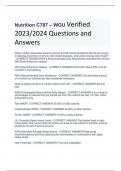 Nutrition C787 – WGU Verified  2023/2024 Questions and  Answers