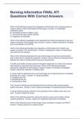 Nursing Informatics FINAL ATI Questions With Correct Answers&period;