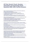 ATI Test&colon; Nurse's Touch&colon; Nursing informatics and Technology Exam Questions With 100&percnt; Correct Answers&period;