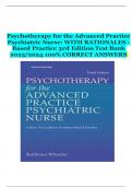 Psychotherapy for the Advanced Practice Psychiatric Nurse: WITH RATIONALES - Based Practice 3rd Edition Test Bank 2023/2024 100% CORRECT ANSWERS