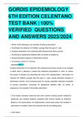 GORDIS EPIDEMIOLOGY 6TH EDITION CELENTANO TEST BANK &vert; 100&percnt;  VERIFIED QUESTIONS AND ANSWERS 2023&sol;2024 