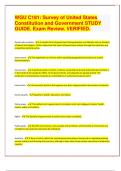 WGU C181: Survey of United States Constitution and Government STUDY GUIDE. Exam Review. VERIFIED 2024 | 28 Pages