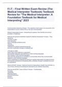 F.I.T. : Final Written Exam Review (The Medical Interpreter Textbook) Textbook Review for "The Medical Interpreter: A Foundation Textbook for Medical Interpreting" 2023