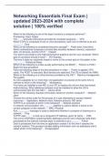 Networking Essentials Final Exam &vert; updated 2023-2024 with complete solution &vert; 100&percnt; verified