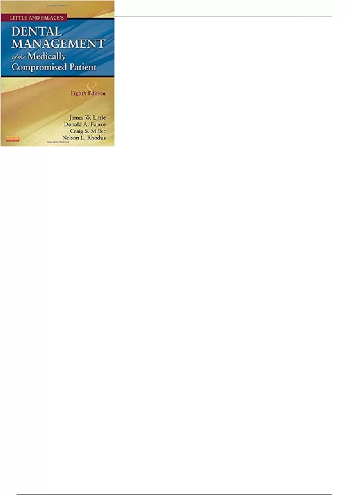 Dental Management of the Medically Compromised Patient 8th Edition by ...