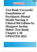 Test bank For Varcarolis' Foundations of Psychiatric-Mental Health Nursing 9th Edition by Margaret Jordan Halter | 2022/2023 | 9780323697071| Chapter 1-36 | Complete Questions and Answers A+.(WITH COMPLETE SOLUTIONS)