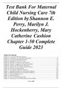 Test Bank For Maternal Child Nursing Care 7th Edition by Shannon E. Perry, Marilyn J. Hockenberry, Mary Catherine  Cashion Chapter 1-49 Complete Guide 2023