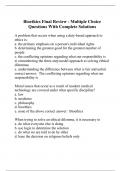 Bioethics Final Review - Multiple Choice Questions With Complete Solutions