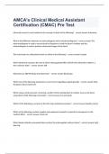 AMCA's Clinical Medical Assistant Certification (CMAC) Pre Test 2023 verified to pass