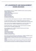 ATI LEADERSHIP AND MANAGEMENT  EXAM 2023&sol;2024