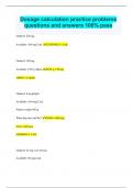 Dosage calculation practice problems questions and answers 100&percnt; pass