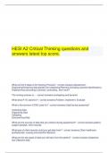  HESI A2 Critical Thinking questions and answers latest top score.