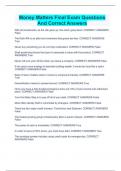 Money Matters Final Exam Questions And Correct Answers