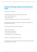 Critical Thinking&colon; Reason and Evidence D265&vert;124 Questions with 100&percnt; Correct Answers &vert; Verified 2023