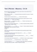 Test 2 Review - Masonry - Ch 24 Questions with correct Answers