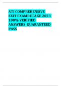 ACTUAL ATI COMPREHENSIVE EXIT EXAM RETAKE 2023 100% VERIFIED ANSWERS  GUARANTEED PASS