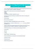 Money Matters Final Exam Questions And Correct Solutions