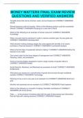 MONEY MATTERS FINAL EXAM REVIEW QUESTIONS AND VERIFIED ANSWERS