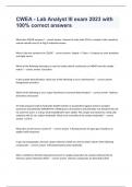 CWEA - Lab Analyst III exam 2023 with 100&percnt; correct answers