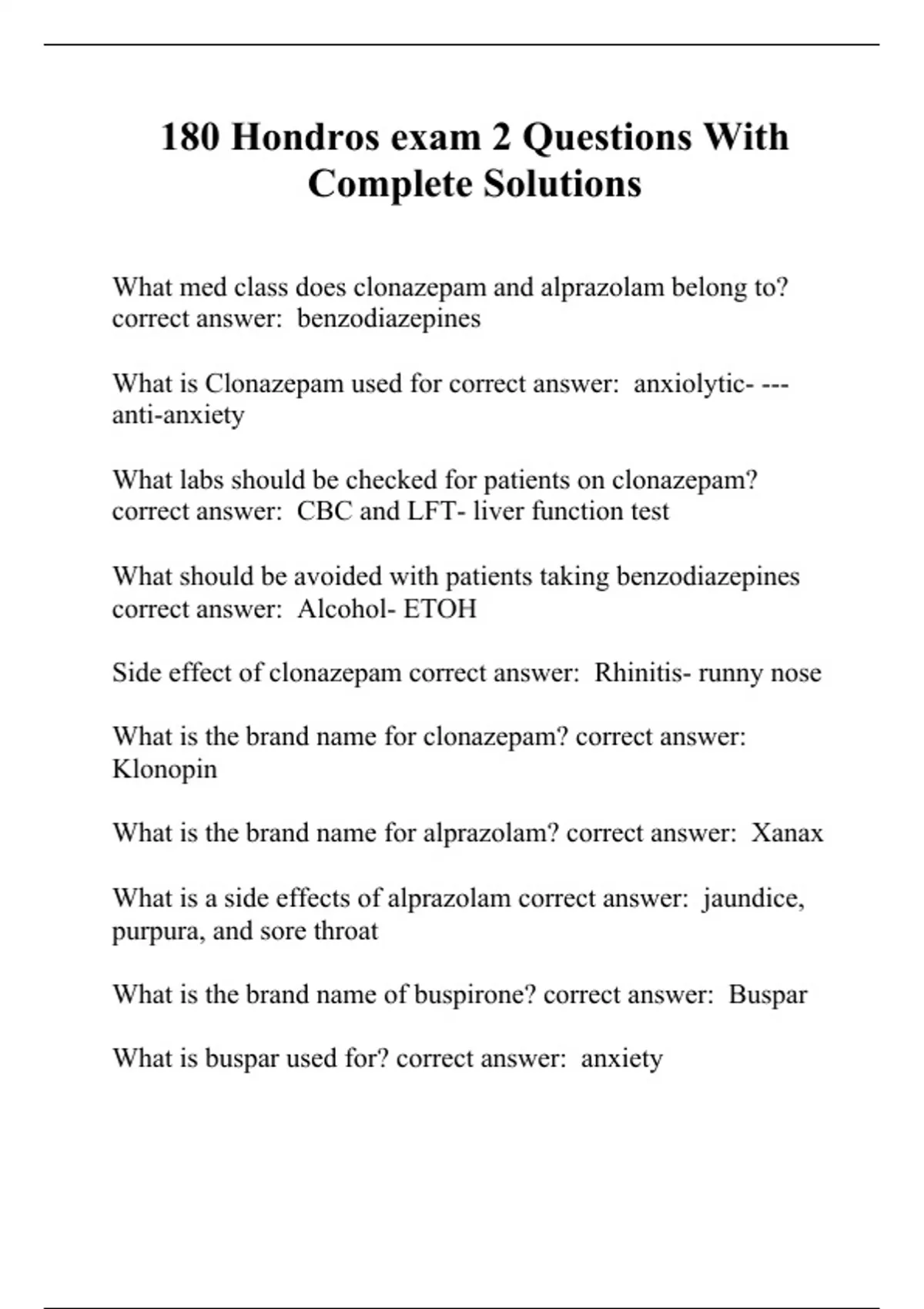 180 Hondros exam 2 Questions With Complete Solutions NUR 180 Stuvia US