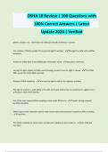 OSHA 10 Review &vert; 100 Questions with 100&percnt; Correct Answers &vert; Latest Update 2024 &vert; Verified