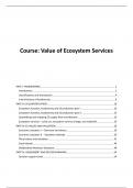 Summary Value of Ecosystem Services