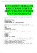 2019 ATI MENTAL HEALTH  PROCTORED RETAKE 70  QUESTIONS AND CORRECT  ANSWERS GRADED A&plus;