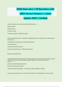 OSHA Basic plus &vert; 50 Questions with 100&percnt; Correct Answers &vert; Latest Update 2024 &vert; Verified