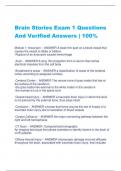 Brain Stories Exam 1 Questions  And Verified Answers | 100%