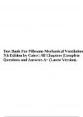 Test Bank For Pilbeams Mechanical Ventilation 7th Edition by Cairo | All Chapters |Complete Questions and Answers A+ (Latest Version).
