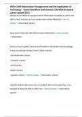 WGU C468 Information Management and the Application of Technology &ndash; Exam Questions and Answers &lpar;Verified Answers&rpar; Latest Update 2023