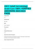 ANCC Adult Gerontology Acute Care 100% VERIFIED  ANSWERS 2023/2024  PASS