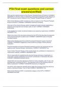 PTA Final exam questions and correct answers&lpar;verified&rpar;