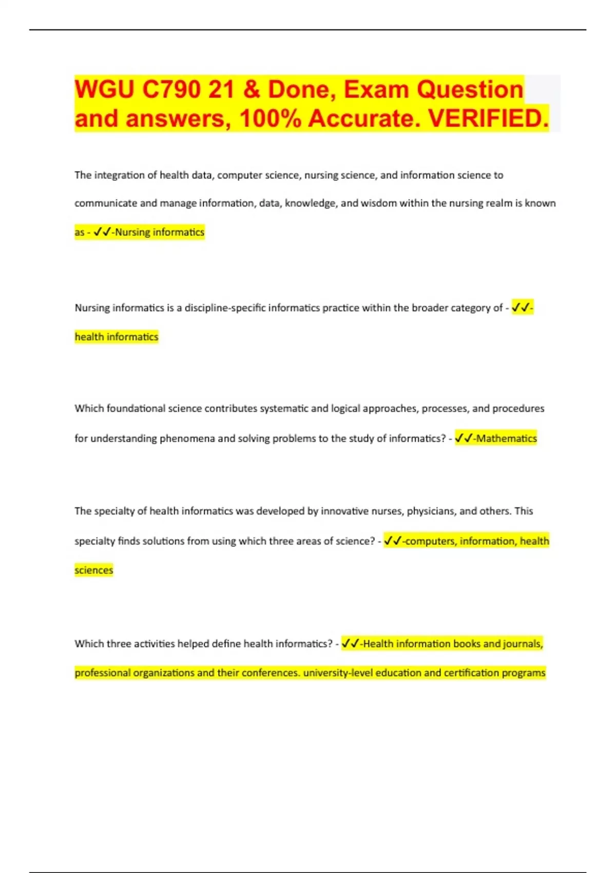 WGU C790 Bundled Exams with Complete Solution | Verified | Everything ...