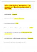 WGU C804 Medical Terminology PreAssessment Questions and answers&period; VERIFIED&period; 2024