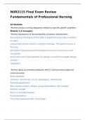 NUR 2115 - NUR 211 FINAL Exam  Fundamentals of Nursing Latest Updated  Correctly answered answers Graded A&plus; 