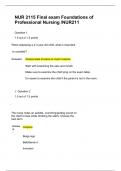 NUR 2115 - NUR 211 FINAL Exam  Fundamentals of Nursing Latest Updated  Correctly answered answers Graded A&plus; 