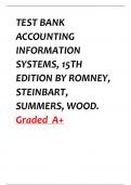 TEST BANK ACCOUNTING INFORMATION SYSTEMS, 15TH EDITION BY ROMNEY, STEINBART, SUMMERS, WOOD. Graded  A+ TEST BANK ACCOUNTING INFORMATION SYSTEMS, 15TH EDITION BY ROMNEY, STEINBART, SUMMERS, WOOD. Graded  A+ TEST BANK ACCOUNTING INFORMATION SYSTEMS, 15TH ED