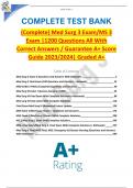 (Complete) Med Surg 3 Exam/MS 3 Exam |1200 Questions All With Correct Answers / Guarantee A+ Score Guide 2023/2024| Graded A+