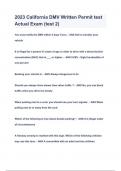 2023 California DMV Written Permit test Actual Exam &lpar;test 2&rpar;Questions & Answers&lpar;A&plus;GRADED 100&percnt;VERIFIED&rpar;