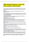 PEN Testing Final Exam&vert; &lpar;Answered&rpar; With Complete Verified Solution