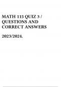 MATH 115 QUIZ 3 / QUESTIONS AND CORRECT ANSWERS 2023/2024.